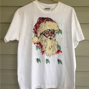 DIAMOND DUST Vintage Santa Claus t-shirt 90s glitter puffy paint Christmas sz L